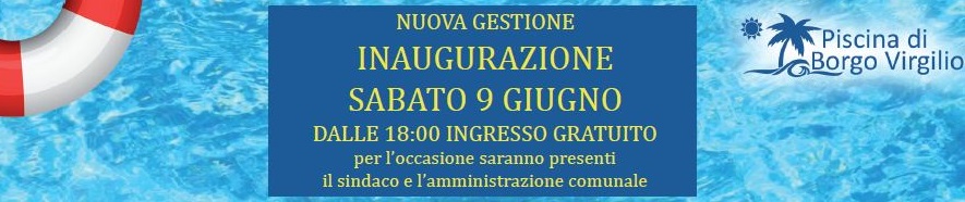 Piscina, sabato 9 giugno l'inaugurazione 